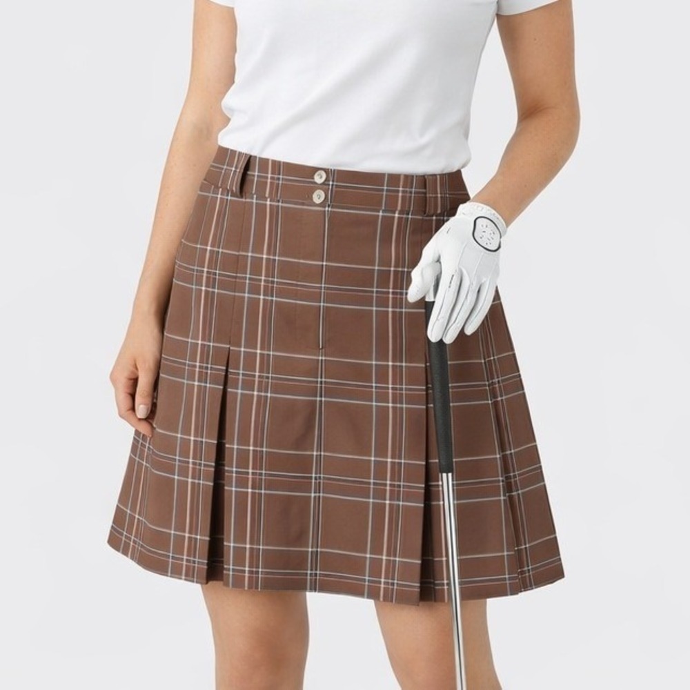 Nike Golf Brown‎ Plaid Pleated Skort Womens 10 Athletic Tennis Skirt Pickleball